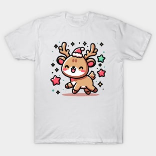 Festive Reindeer Christmas Kawaii T-Shirt